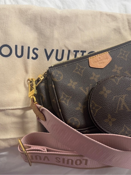 Louis Vuitton Handbags - Louis Vuitton Brown Monogram Crossbody with Pink Strap